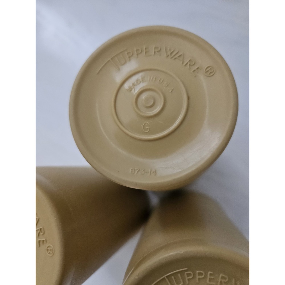 Set of 3 Vintage Tupperware Harvest Gold 12 oz Tumblers #873 NO LIDS - Picture 6 of 7